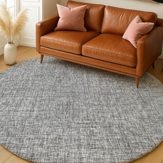 Dalyn Voyage VY1 Gray Machine Washable Area Rug Round Lifestyle Image Feature