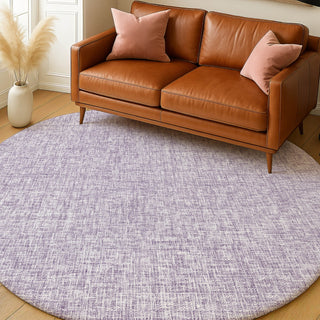 Dalyn Voyage VY1 Lavender Machine Washable Area Rug Round Lifestyle Image Feature