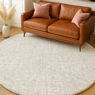 Dalyn Voyage VY1 Linen Machine Washable Area Rug Round Lifestyle Image Feature