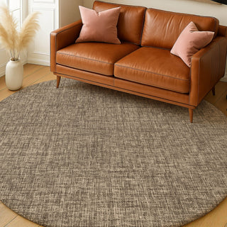 Dalyn Voyage VY1 Mocha Machine Washable Area Rug Round Lifestyle Image Feature