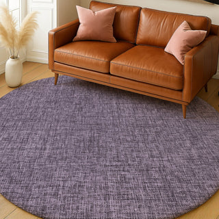 Dalyn Voyage VY1 Plum Machine Washable Area Rug Round Lifestyle Image Feature