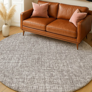 Dalyn Voyage VY1 Taupe Machine Washable Area Rug Round Lifestyle Image Feature