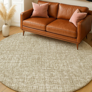 Dalyn Voyage VY1 Walnut Machine Washable Area Rug Round Lifestyle Image Feature
