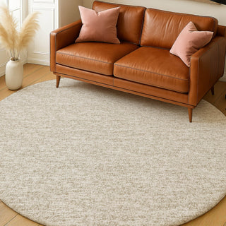 Dalyn Voyage VY2 Beige Machine Washable Area Rug Round Lifestyle Image Feature