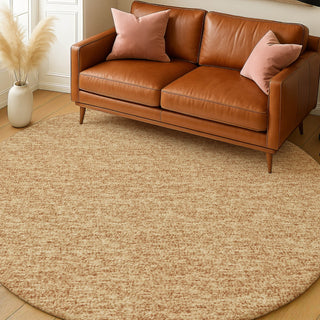 Dalyn Voyage VY2 Copper Machine Washable Area Rug Round Lifestyle Image Feature