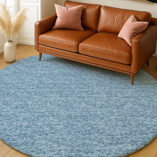 Dalyn Voyage VY2 Denim Machine Washable Area Rug Round Lifestyle Image Feature