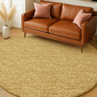 Dalyn Voyage VY2 Gold Machine Washable Area Rug Round Lifestyle Image Feature