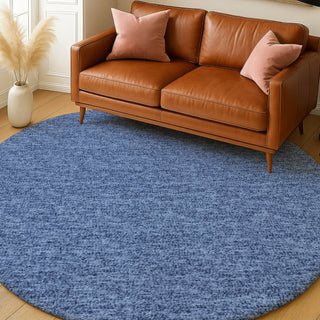 Dalyn Voyage VY2 Navy Machine Washable Area Rug Round Lifestyle Image Feature