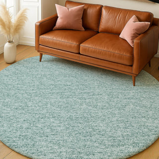 Dalyn Voyage VY2 Seafoam Machine Washable Area Rug Round Lifestyle Image Feature
