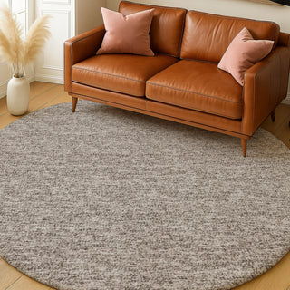 Dalyn Voyage VY2 Taupe Machine Washable Area Rug Round Lifestyle Image Feature