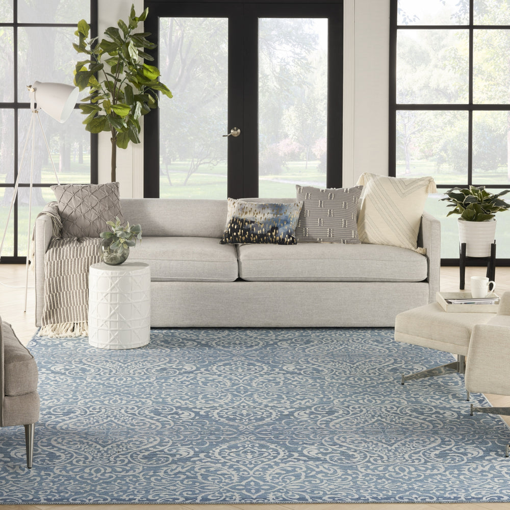 Nourison Washables Collection WAW03 Aqua Area Rug by Waverly Room Image Feature
