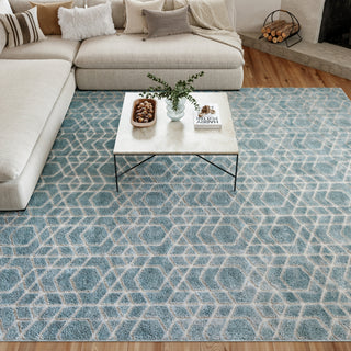 Nourison Washable Charm WCH01 Blue Ivory Area Rug Room Image Feature