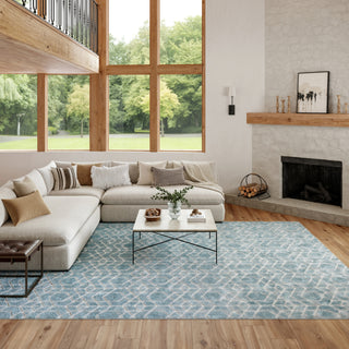 Nourison Washable Charm WCH01 Blue Ivory Area Rug Corner Image