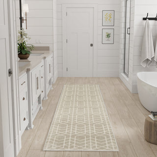 Nourison Washable Charm WCH01 Silver Ivory Area Rug Corner Image