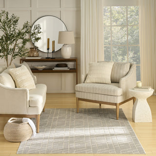 Nourison Washable Charm WCH01 Silver Ivory Area Rug Room Image Feature