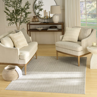 Nourison Washable Charm WCH02 Silver Ivory Area Rug Corner Image