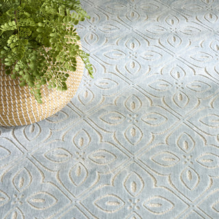 Nourison Washable Charm WCH03 Blue Ivory Area Rug Corner Image