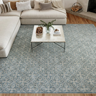 Nourison Washable Charm WCH03 Blue Ivory Area Rug Room Image Feature
