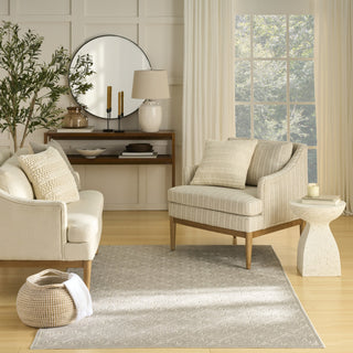 Nourison Washable Charm WCH03 Silver Ivory Area Rug Room Image Feature