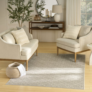 Nourison Washable Charm WCH03 Silver Ivory Area Rug Corner Image