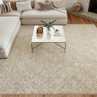Nourison Washable Charm WCH03 Silver Ivory Area Rug Room Image Feature