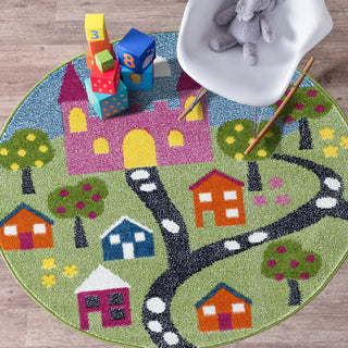 LR Home Whimsical 81281 Green/Blue Area Rug Detail Image