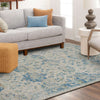 Karastan Zula Witsand Blue Area Rug Lifestyle Image Feature