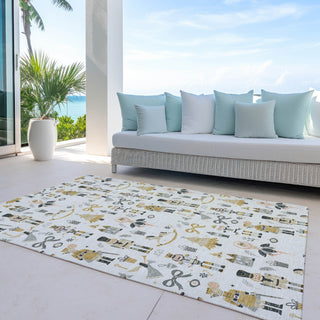 Dalyn Wonderland WN35 Ivory Machine Washable Area Rug Outdoor Lifestyle Image Feature