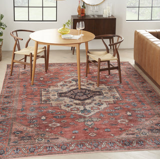 Nourison Brilliance Machine Washable WSB03 Rust Multicolor Area Rug Corner Image