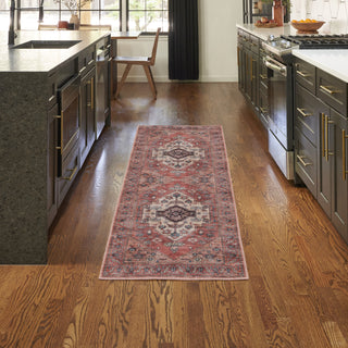 Nourison Brilliance Machine Washable WSB03 Rust Multicolor Area Rug Corner Image