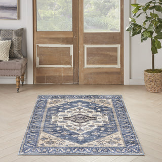 Nourison Brilliance Machine Washable WSB03 Denim Area Rug by Home Room Image Feature
