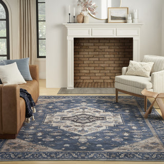 Nourison Brilliance Machine Washable WSB03 Denim Area Rug by Home Room Image Feature