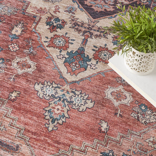Nourison Brilliance Machine Washable WSB03 Rust Multicolor Area Rug Corner Image