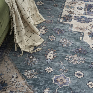 Nourison Brilliance Machine Washable WSB03 Teal Blue Area Rug by Home Corner Image