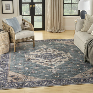 Nourison Brilliance Machine Washable WSB03 Teal Blue Area Rug by Home Corner Image