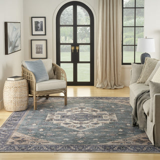Nourison Brilliance Machine Washable WSB03 Teal Blue Area Rug by Home Room Image Feature
