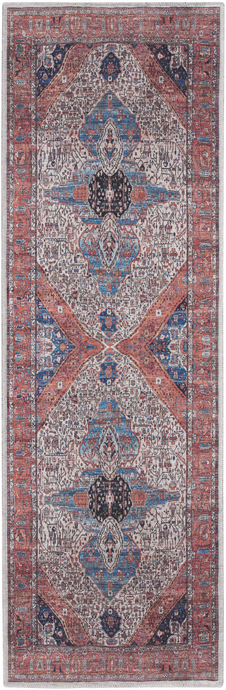 Nourison Brilliance Machine Washable WSB05 Ivory/Brick Area Rug by Home Runner