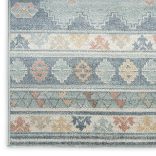 Nourison Washable Decor WSD03 Light Blue Area Rug Corner Image