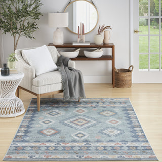 Nourison Washable Decor WSD03 Light Blue Area Rug Swatch Image