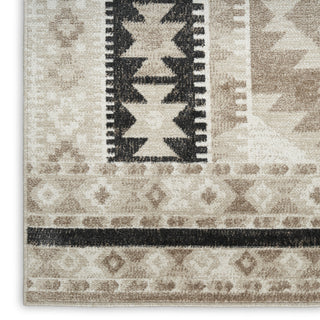 Nourison Washable Decor WSD06 Beige Black Area Rug Corner Image