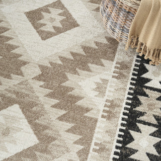 Nourison Washable Decor WSD06 Beige Black Area Rug Close Up 2