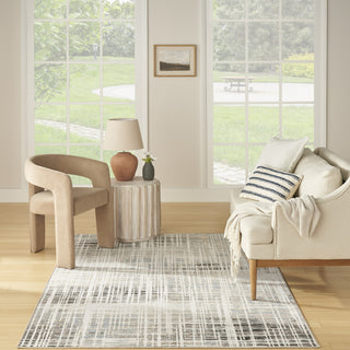 Nourison Washable Decor WSD07 Ivory Blue Area Rug Swatch Image