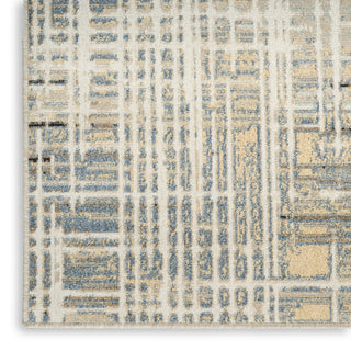 Nourison Washable Decor WSD07 Ivory Blue Area Rug Corner Image