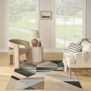Nourison Washable Decor WSD10 Blue Multicolor Area Rug Swatch Image