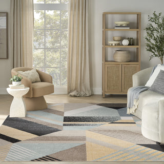 Nourison Washable Decor WSD10 Blue Multicolor Area Rug Swatch Image