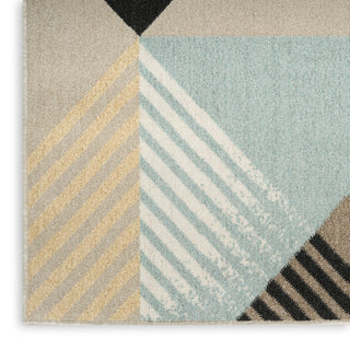 Nourison Washable Decor WSD10 Blue Multicolor Area Rug Corner Image