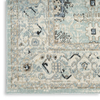 Nourison Washable Decor WSD12 Blue Taupe Area Rug Corner Image