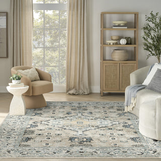 Nourison Washable Decor WSD12 Taupe Blue Area Rug Swatch Image