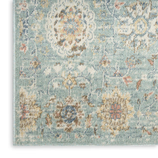Nourison Washable Decor WSD14 Blue Area Rug Corner Image