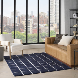 Nourison West End Ave WTE01 Navy Ivory Area Rug by DKNY Corner Image